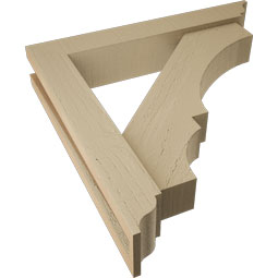 Ekena Millwork - BKTUR0352X20X20BOA01RCPR - Timberthane Faux Wood Balboa Style Bracket w/ Offset Brace, Traditional Ends, 3 1/2"W x 20"D x 20"H, Primed Tan