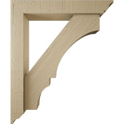 Ekena Millwork - BKTUR0352X20X24BOA01RCPR - Timberthane Faux Wood Balboa Style Bracket w/ Offset Brace, Traditional Ends, 3 1/2"W x 20"D x 24"H, Primed Tan