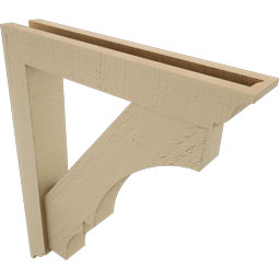 Ekena Millwork - BKTUR0352X20X24BOA01RCPR - Timberthane Faux Wood Balboa Style Bracket w/ Offset Brace, Traditional Ends, 3 1/2"W x 20"D x 24"H, Primed Tan