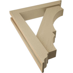 Ekena Millwork - BKTUR0352X20X24BOA01RCPR - Timberthane Faux Wood Balboa Style Bracket w/ Offset Brace, Traditional Ends, 3 1/2"W x 20"D x 24"H, Primed Tan
