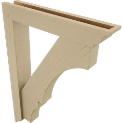 Ekena Millwork - BKTUR0352X20X28BOA01RCPR - Timberthane Faux Wood Balboa Style Bracket w/ Offset Brace, Traditional Ends, 3 1/2"W x 20"D x 28"H, Primed Tan