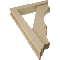 Ekena Millwork - BKTUR0352X20X28BOA01RCPR - Timberthane Faux Wood Balboa Style Bracket w/ Offset Brace, Traditional Ends, 3 1/2"W x 20"D x 28"H, Primed Tan
