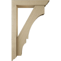Ekena Millwork - BKTUR0352X20X32BOA01RCPR - Timberthane Faux Wood Balboa Style Bracket w/ Offset Brace, Traditional Ends, 3 1/2"W x 20"D x 32"H, Primed Tan