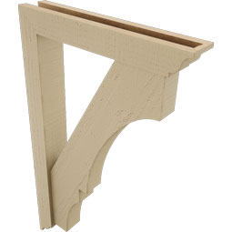 Ekena Millwork - BKTUR0352X20X32BOA01RCPR - Timberthane Faux Wood Balboa Style Bracket w/ Offset Brace, Traditional Ends, 3 1/2"W x 20"D x 32"H, Primed Tan