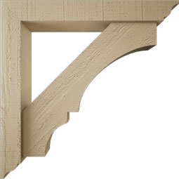 Ekena Millwork - BKTUR0352X22X22BOA01RCPR - Timberthane Faux Wood Balboa Style Bracket w/ Offset Brace, Traditional Ends, 3 1/2"W x 22"D x 22"H, Primed Tan