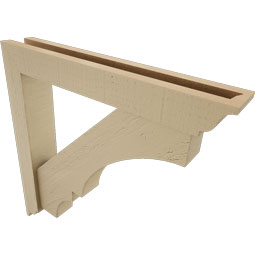 Ekena Millwork - BKTUR0352X22X22BOA01RCPR - Timberthane Faux Wood Balboa Style Bracket w/ Offset Brace, Traditional Ends, 3 1/2"W x 22"D x 22"H, Primed Tan