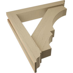 Ekena Millwork - BKTUR0352X22X22BOA01RCPR - Timberthane Faux Wood Balboa Style Bracket w/ Offset Brace, Traditional Ends, 3 1/2"W x 22"D x 22"H, Primed Tan