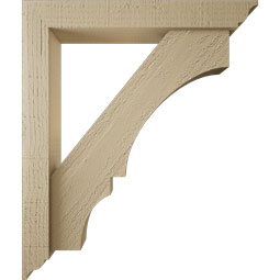 Ekena Millwork - BKTUR0352X22X26BOA01RCPR - Timberthane Faux Wood Balboa Style Bracket w/ Offset Brace, Traditional Ends, 3 1/2"W x 22"D x 26"H, Primed Tan