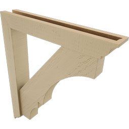 Ekena Millwork - BKTUR0352X22X26BOA01RCPR - Timberthane Faux Wood Balboa Style Bracket w/ Offset Brace, Traditional Ends, 3 1/2"W x 22"D x 26"H, Primed Tan