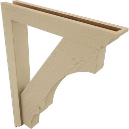 Ekena Millwork - BKTUR0352X22X30BOA01RCPR - Timberthane Faux Wood Balboa Style Bracket w/ Offset Brace, Traditional Ends, 3 1/2"W x 22"D x 30"H, Primed Tan