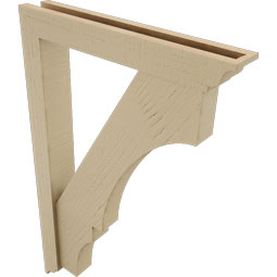 Ekena Millwork - BKTUR0352X22X34BOA01RCPR - Timberthane Faux Wood Balboa Style Bracket w/ Offset Brace, Traditional Ends, 3 1/2"W x 22"D x 34"H, Primed Tan
