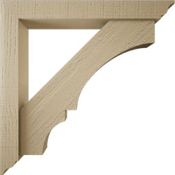 Ekena Millwork - BKTUR0352X24X24BOA01RCPR - Timberthane Faux Wood Balboa Style Bracket w/ Offset Brace, Traditional Ends, 3 1/2"W x 24"D x 24"H, Primed Tan