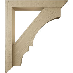 Ekena Millwork - BKTUR0352X24X28BOA01RCPR - Timberthane Faux Wood Balboa Style Bracket w/ Offset Brace, Traditional Ends, 3 1/2"W x 24"D x 28"H, Primed Tan