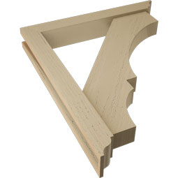 Ekena Millwork - BKTUR0352X24X28BOA01RCPR - Timberthane Faux Wood Balboa Style Bracket w/ Offset Brace, Traditional Ends, 3 1/2"W x 24"D x 28"H, Primed Tan