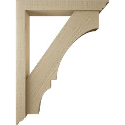 Ekena Millwork - BKTUR0352X24X32BOA01RCPR - Timberthane Faux Wood Balboa Style Bracket w/ Offset Brace, Traditional Ends, 3 1/2"W x 24"D x 32"H, Primed Tan