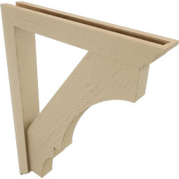 Ekena Millwork - BKTUR0352X24X32BOA01RCPR - Timberthane Faux Wood Balboa Style Bracket w/ Offset Brace, Traditional Ends, 3 1/2"W x 24"D x 32"H, Primed Tan