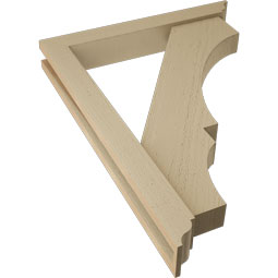 Ekena Millwork - BKTUR0352X24X32BOA01RCPR - Timberthane Faux Wood Balboa Style Bracket w/ Offset Brace, Traditional Ends, 3 1/2"W x 24"D x 32"H, Primed Tan
