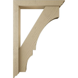 Ekena Millwork - BKTUR0352X24X36BOA01RCPR - Timberthane Faux Wood Balboa Style Bracket w/ Offset Brace, Traditional Ends, 3 1/2"W x 24"D x 36"H, Primed Tan