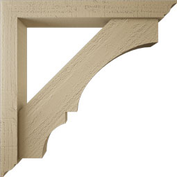 Ekena Millwork - BKTUR0352X26X26BOA01RCPR - Timberthane Faux Wood Balboa Style Bracket w/ Offset Brace, Traditional Ends, 3 1/2"W x 26"D x 26"H, Primed Tan