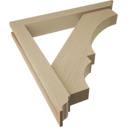 Ekena Millwork - BKTUR0352X26X26BOA01RCPR - Timberthane Faux Wood Balboa Style Bracket w/ Offset Brace, Traditional Ends, 3 1/2"W x 26"D x 26"H, Primed Tan