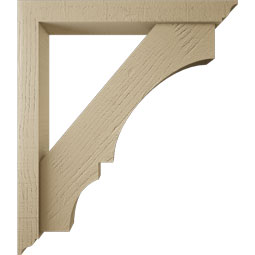 Ekena Millwork - BKTUR0352X26X30BOA01RCPR - Timberthane Faux Wood Balboa Style Bracket w/ Offset Brace, Traditional Ends, 3 1/2"W x 26"D x 30"H, Primed Tan