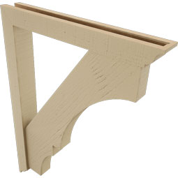 Ekena Millwork - BKTUR0352X26X34BOA01RCPR - Timberthane Faux Wood Balboa Style Bracket w/ Offset Brace, Traditional Ends, 3 1/2"W x 26"D x 34"H, Primed Tan