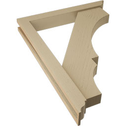 Ekena Millwork - BKTUR0352X26X34BOA01RCPR - Timberthane Faux Wood Balboa Style Bracket w/ Offset Brace, Traditional Ends, 3 1/2"W x 26"D x 34"H, Primed Tan