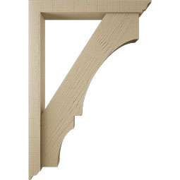 Ekena Millwork - BKTUR0352X26X38BOA01RCPR - Timberthane Faux Wood Balboa Style Bracket w/ Offset Brace, Traditional Ends, 3 1/2"W x 26"D x 38"H, Primed Tan