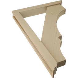 Ekena Millwork - BKTUR0352X26X38BOA01RCPR - Timberthane Faux Wood Balboa Style Bracket w/ Offset Brace, Traditional Ends, 3 1/2"W x 26"D x 38"H, Primed Tan