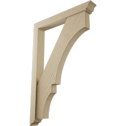 Ekena Millwork - BKTUR0352X26X38BOA01RCPR - Timberthane Faux Wood Balboa Style Bracket w/ Offset Brace, Traditional Ends, 3 1/2"W x 26"D x 38"H, Primed Tan