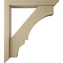 Ekena Millwork - BKTUR0352X28X32BOA01RCPR - Timberthane Faux Wood Balboa Style Bracket w/ Offset Brace, Traditional Ends, 3 1/2"W x 28"D x 32"H, Primed Tan