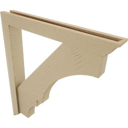 Ekena Millwork - BKTUR0352X28X32BOA01RCPR - Timberthane Faux Wood Balboa Style Bracket w/ Offset Brace, Traditional Ends, 3 1/2"W x 28"D x 32"H, Primed Tan