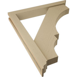 Ekena Millwork - BKTUR0352X28X32BOA01RCPR - Timberthane Faux Wood Balboa Style Bracket w/ Offset Brace, Traditional Ends, 3 1/2"W x 28"D x 32"H, Primed Tan