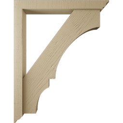 Ekena Millwork - BKTUR0352X28X36BOA01RCPR - Timberthane Faux Wood Balboa Style Bracket w/ Offset Brace, Traditional Ends, 3 1/2"W x 28"D x 36"H, Primed Tan