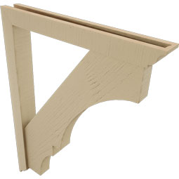 Ekena Millwork - BKTUR0352X28X36BOA01RCPR - Timberthane Faux Wood Balboa Style Bracket w/ Offset Brace, Traditional Ends, 3 1/2"W x 28"D x 36"H, Primed Tan