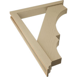 Ekena Millwork - BKTUR0352X28X36BOA01RCPR - Timberthane Faux Wood Balboa Style Bracket w/ Offset Brace, Traditional Ends, 3 1/2"W x 28"D x 36"H, Primed Tan