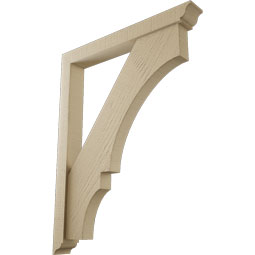 Ekena Millwork - BKTUR0352X28X36BOA01RCPR - Timberthane Faux Wood Balboa Style Bracket w/ Offset Brace, Traditional Ends, 3 1/2"W x 28"D x 36"H, Primed Tan