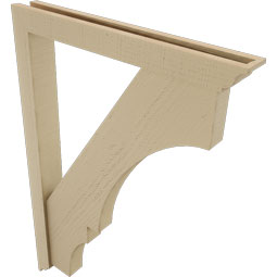Ekena Millwork - BKTUR0352X28X40BOA01RCPR - Timberthane Faux Wood Balboa Style Bracket w/ Offset Brace, Traditional Ends, 3 1/2"W x 28"D x 40"H, Primed Tan
