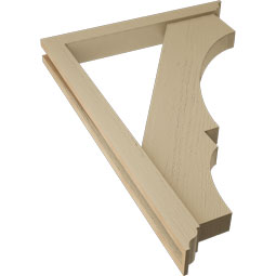 Ekena Millwork - BKTUR0352X28X40BOA01RCPR - Timberthane Faux Wood Balboa Style Bracket w/ Offset Brace, Traditional Ends, 3 1/2"W x 28"D x 40"H, Primed Tan