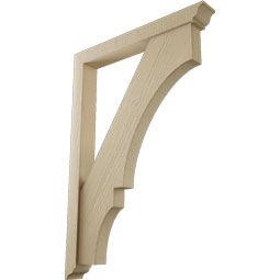 Ekena Millwork - BKTUR0352X28X40BOA01RCPR - Timberthane Faux Wood Balboa Style Bracket w/ Offset Brace, Traditional Ends, 3 1/2"W x 28"D x 40"H, Primed Tan