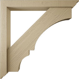 Ekena Millwork - BKTUR0352X30X30BOA01RCPR - Timberthane Faux Wood Balboa Style Bracket w/ Offset Brace, Traditional Ends, 3 1/2"W x 30"D x 30"H, Primed Tan