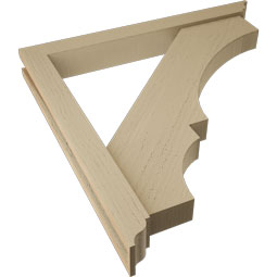 Ekena Millwork - BKTUR0352X30X30BOA01RCPR - Timberthane Faux Wood Balboa Style Bracket w/ Offset Brace, Traditional Ends, 3 1/2"W x 30"D x 30"H, Primed Tan