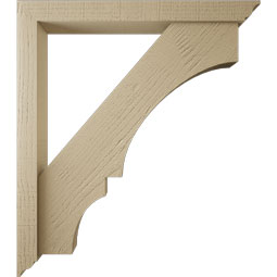 Ekena Millwork - BKTUR0352X30X34BOA01RCPR - Timberthane Faux Wood Balboa Style Bracket w/ Offset Brace, Traditional Ends, 3 1/2"W x 30"D x 34"H, Primed Tan
