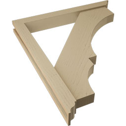 Ekena Millwork - BKTUR0352X30X34BOA01RCPR - Timberthane Faux Wood Balboa Style Bracket w/ Offset Brace, Traditional Ends, 3 1/2"W x 30"D x 34"H, Primed Tan
