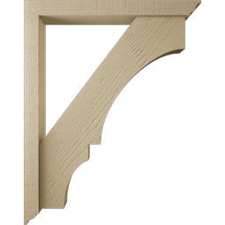 Ekena Millwork - BKTUR0352X30X38BOA01RCPR - Timberthane Faux Wood Balboa Style Bracket w/ Offset Brace, Traditional Ends, 3 1/2"W x 30"D x 38"H, Primed Tan