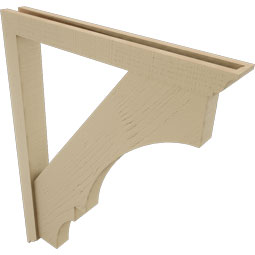 Ekena Millwork - BKTUR0352X30X38BOA01RCPR - Timberthane Faux Wood Balboa Style Bracket w/ Offset Brace, Traditional Ends, 3 1/2"W x 30"D x 38"H, Primed Tan