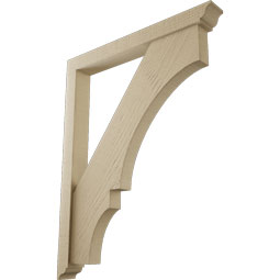 Ekena Millwork - BKTUR0352X30X38BOA01RCPR - Timberthane Faux Wood Balboa Style Bracket w/ Offset Brace, Traditional Ends, 3 1/2"W x 30"D x 38"H, Primed Tan