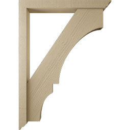 Ekena Millwork - BKTUR0352X30X42BOA01RCPR - Timberthane Faux Wood Balboa Style Bracket w/ Offset Brace, Traditional Ends, 3 1/2"W x 30"D x 42"H, Primed Tan