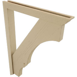 Ekena Millwork - BKTUR0352X30X42BOA01RCPR - Timberthane Faux Wood Balboa Style Bracket w/ Offset Brace, Traditional Ends, 3 1/2"W x 30"D x 42"H, Primed Tan