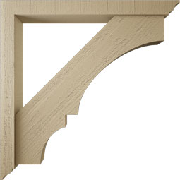 Ekena Millwork - BKTUR0352X32X32BOA01RCPR - Timberthane Faux Wood Balboa Style Bracket w/ Offset Brace, Traditional Ends, 3 1/2"W x 32"D x 32"H, Primed Tan